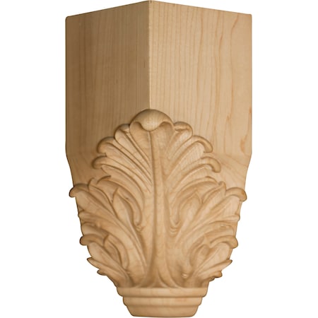 9 X 3 3/4 X 3 3/4 Acanthus Leaf Inside Corner Block In Hard Maple